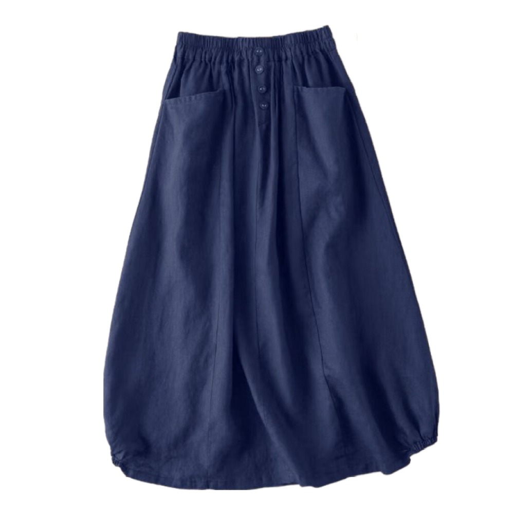 COSYEVNO 미디 린넨 스커트 빅사이즈 루즈핏 밴딩 A라인 여름 여성 치마 20,200원