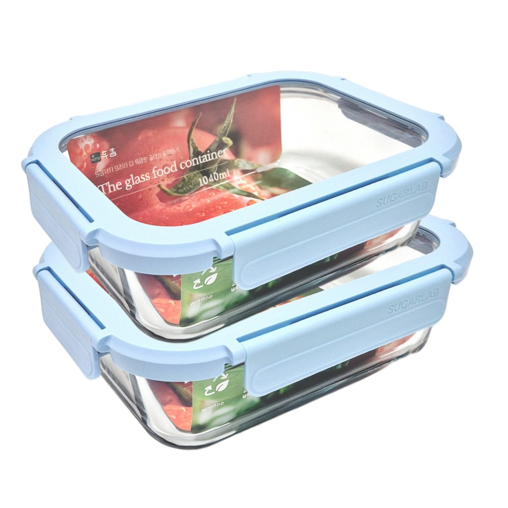 휴홈 더 투명한 바이오 글라스 유리 밀폐용기, 1040ml, 2개 17,300원