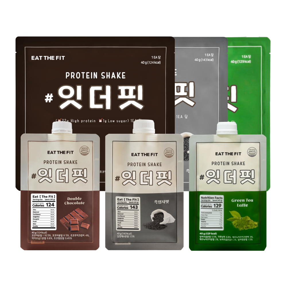 잇더핏 단백질 쉐이크 3주플랜, (더블초코맛 1주+흑임자맛 1주+녹차라떼맛 1주), 280g, 3개 71,900원