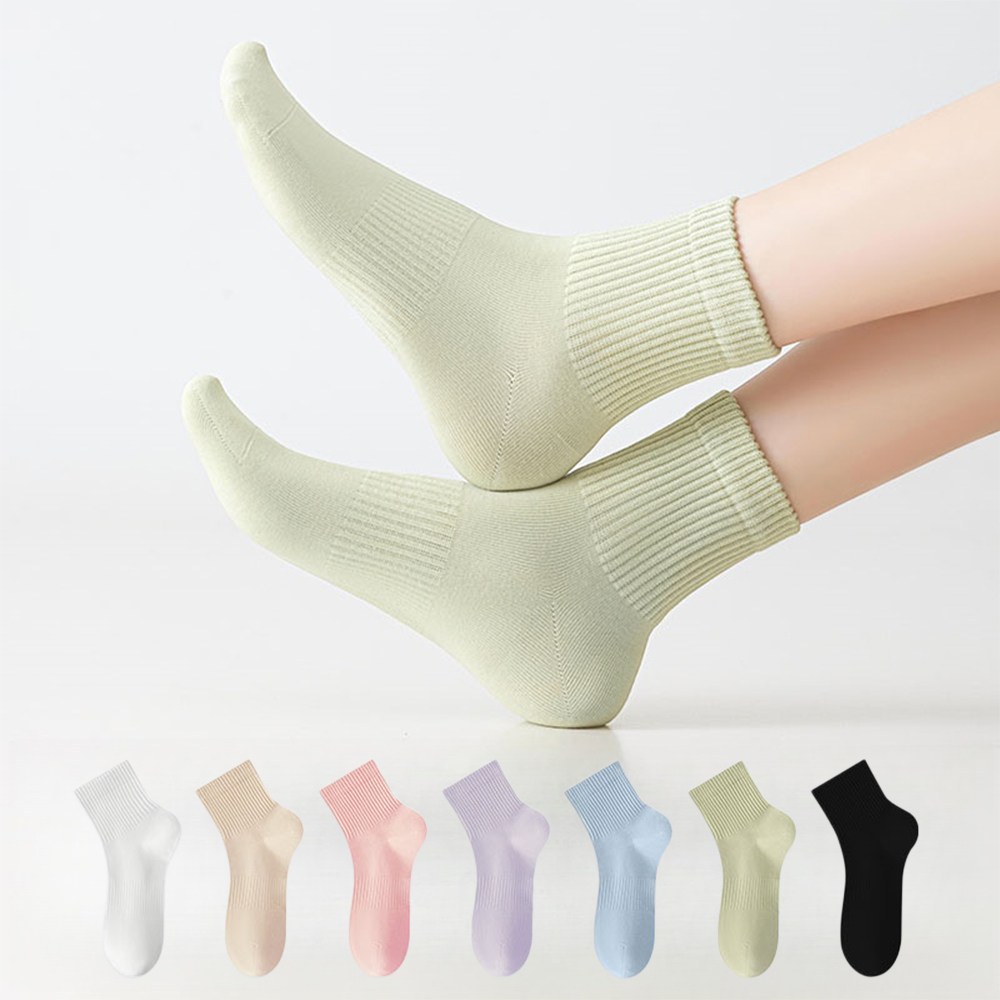 MJLP 여성 순색 압박 봄여름 양말 중목 양말 발목 양말 중목 양말 운동 흰양말 면 양말 7족 세트 24,990원