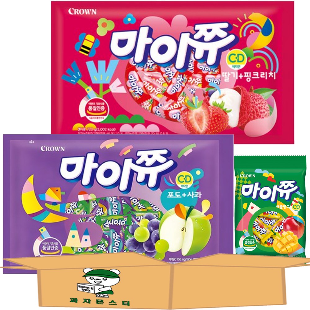 [과자몬스터] 마이쮸 딸기핑크리치+포도사과+애플망고 28,400원