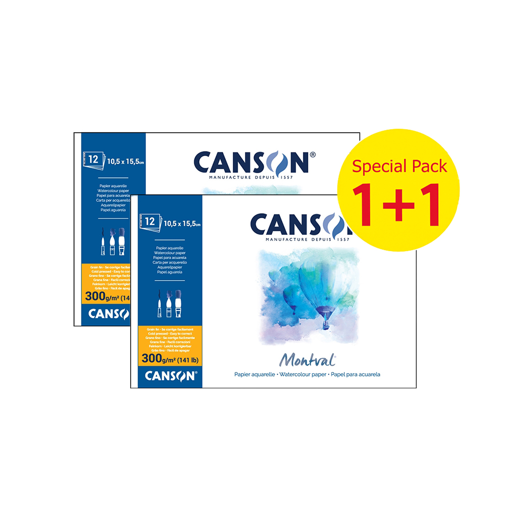 캔손 몽발 수채 패드 스케치북 1면 제본 (1+1) 300g 10.5x15.5cm, 1개 4,800원