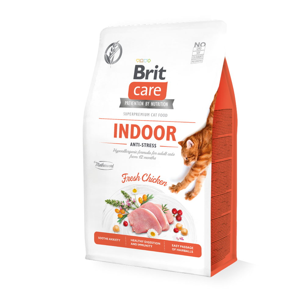 브릿 케어 캣 그레인프리 고양이 기능성 사료 인도어 스트레스 케어 샘플, 4개, 30g 3,700원