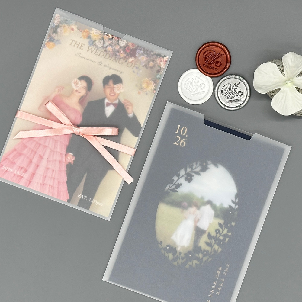 반투명 포켓홀더형 트레싱지봉투 108x158mm 사진 엽서 셀프 청첩장 4X6사이즈 평량 135g 1세트(50매) 16,900원