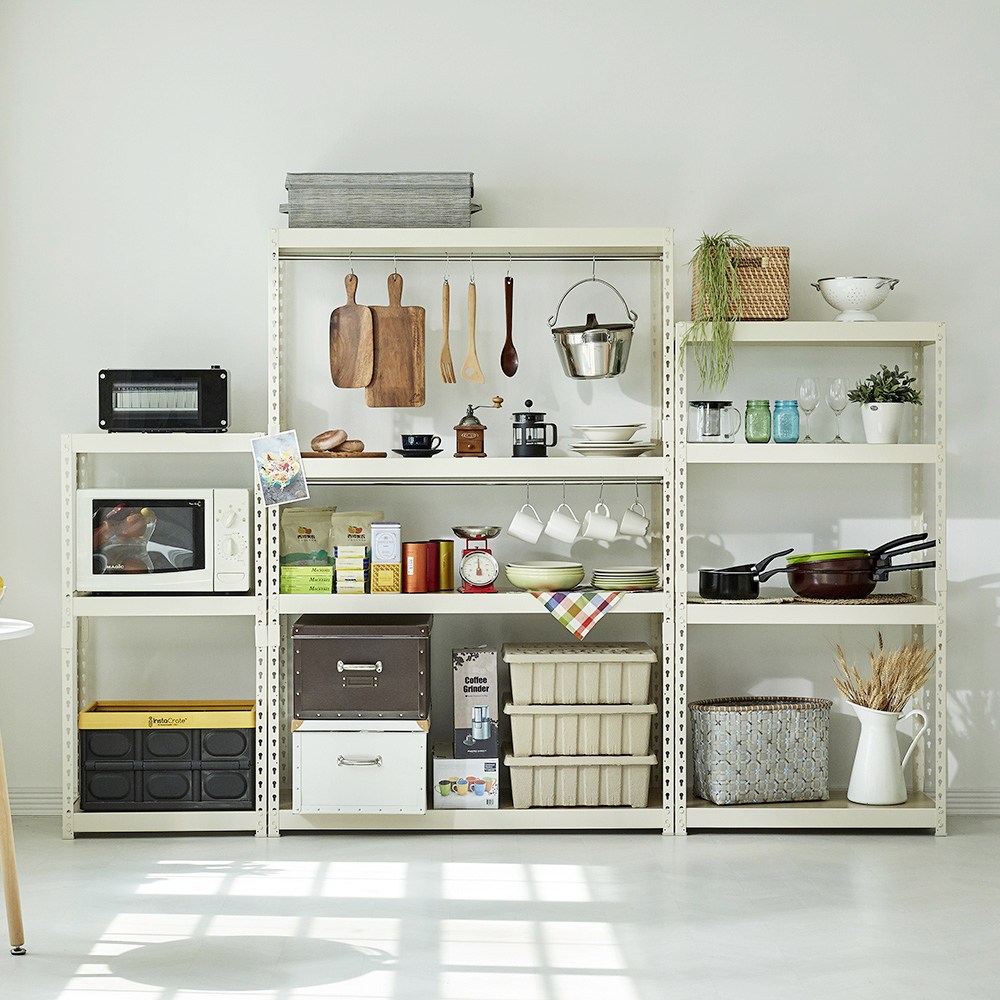 상도가구 몬스터랙 깊이600 철제 선반 시리즈 조립식 앵글 베란다 창고 수납 랙, 아이보리, 5단 166,300원