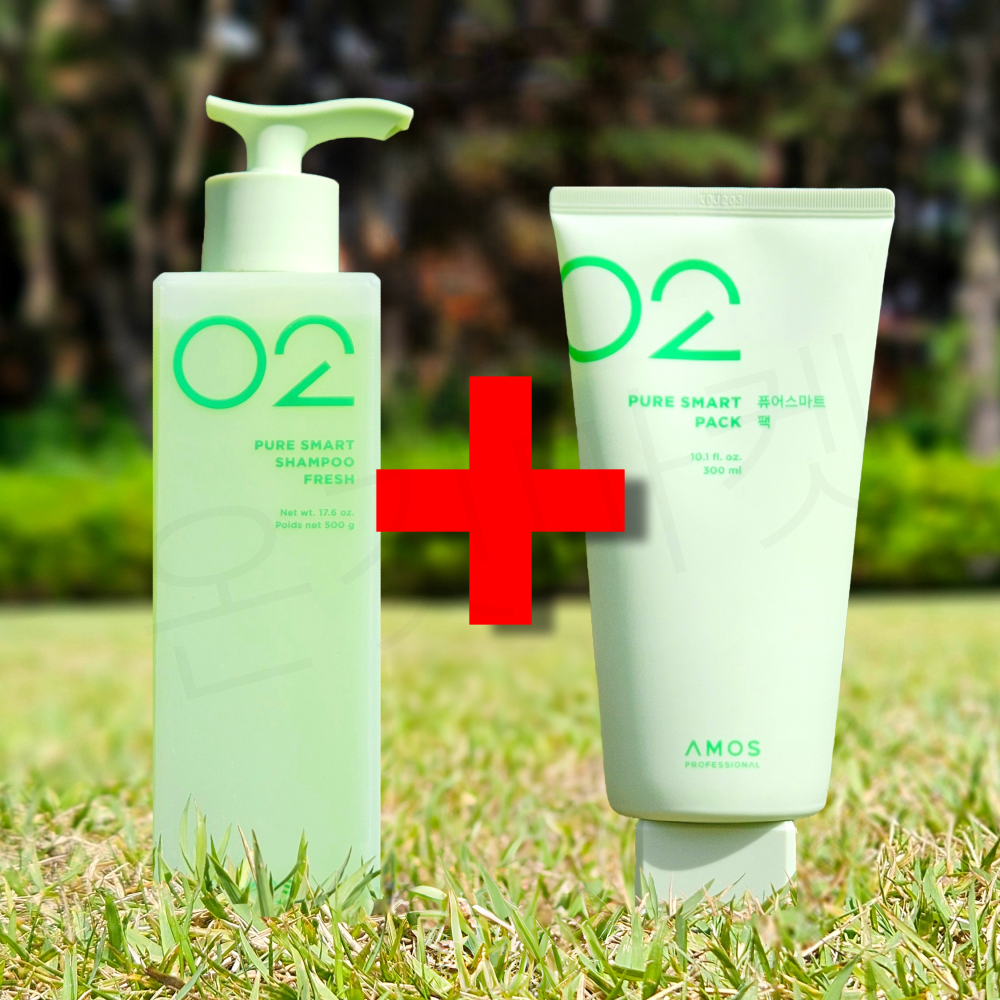 아모스 퓨어스마트 샴푸 프레시 500g + 아모스 퓨어스마트 팩 300ml set 55,000원