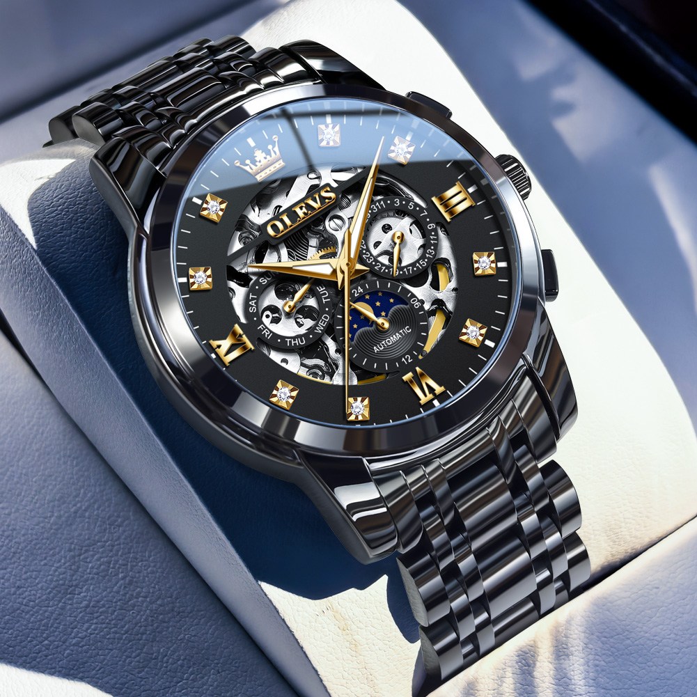 OLEVS 남자손목시계 정품 패션 다기능 기계식 오토매틱 워터프루프 야광 럭셔리 남자시계 141,300원