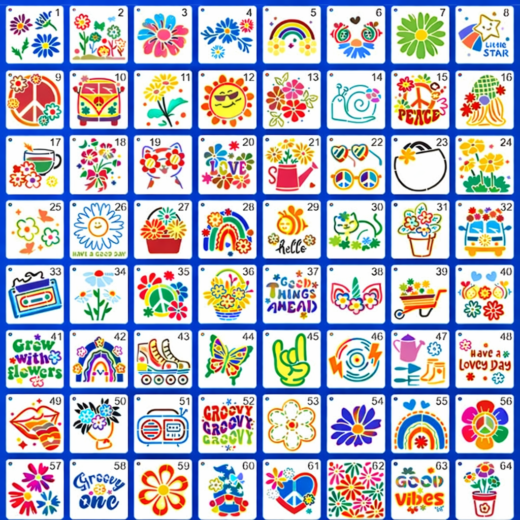 제니미엘 스텐실 도안 봄 꽃 식물, 1개 25,000원