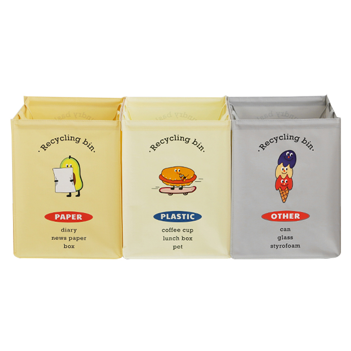 네이쳐리빙 뉴트로 반전매력 재활용 분리수거함 3종 세트 12,250원