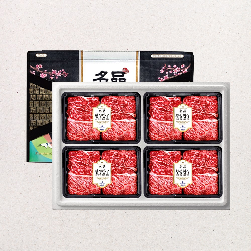 횡성한우 원쁠 1+등급 암소 한우 특선 꽃등심 구이 선물세트 4호 1.6kg ( 꽃등심 1.6kg ), 1세트 334,900원