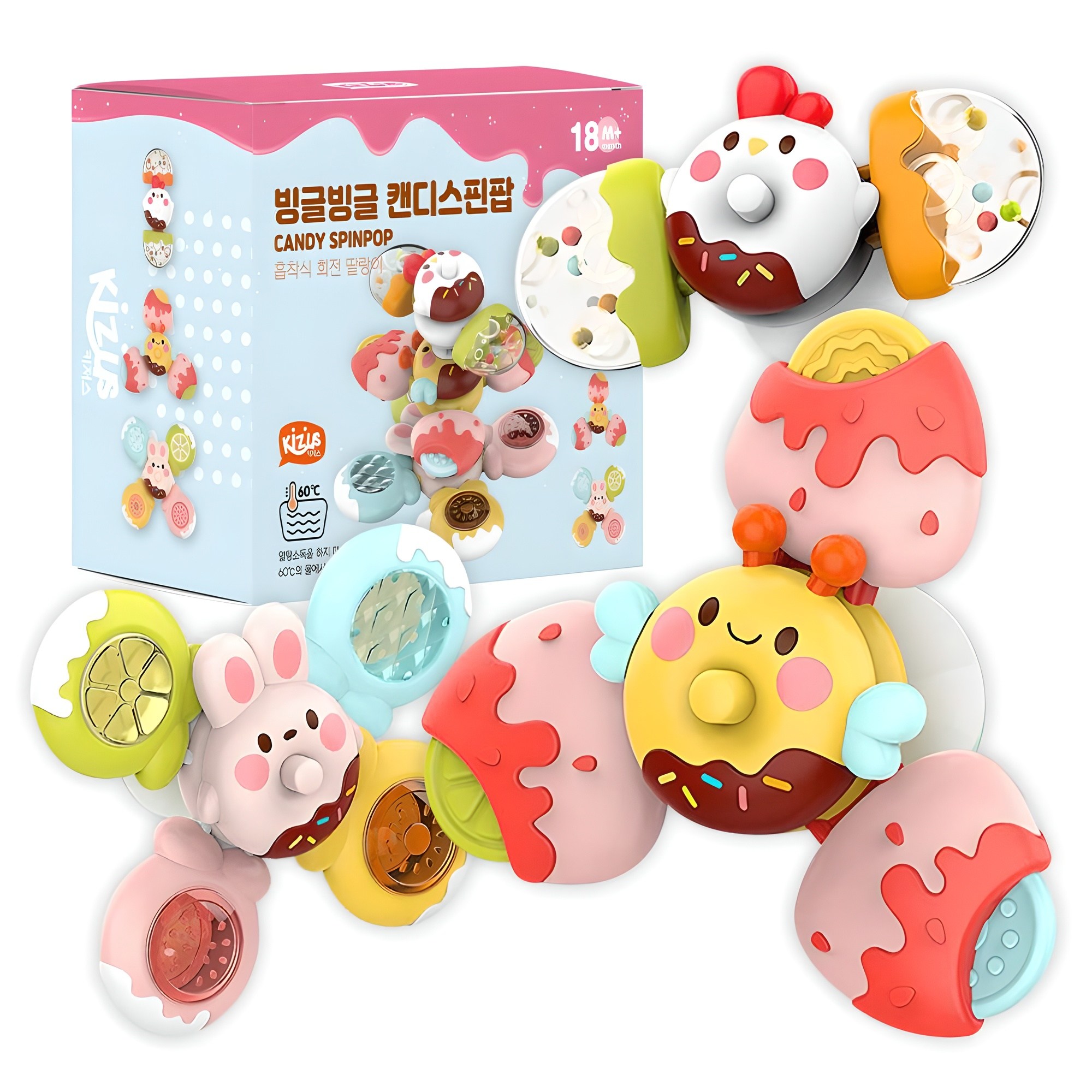 키저스 빙글빙글 캔디스핀팝 흡착회전딸랑이 3종 세트, 혼합색상, 1세트 19,520원