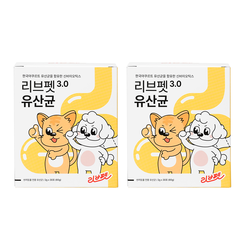 리브펫 강아지 고양이 유산균 3.0 스틱포 분말형, 60g, 장건강/유산균, 2개 53,500원