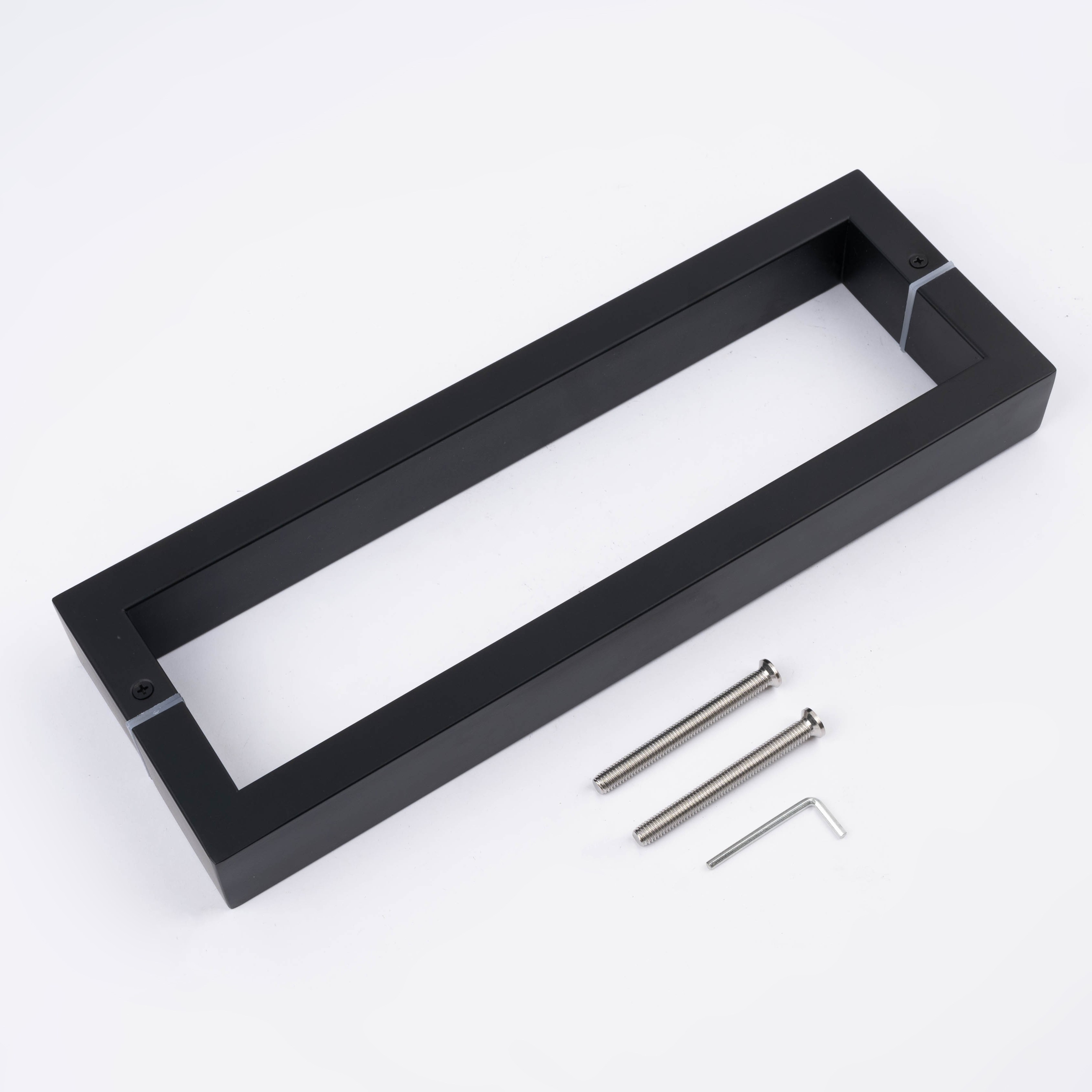 철물파크 스텐 사각 강화도어 손잡이 340mm 40x20mm 블랙무광 유리문 철문 가마찌 상가 출입문, 1개 19,000원