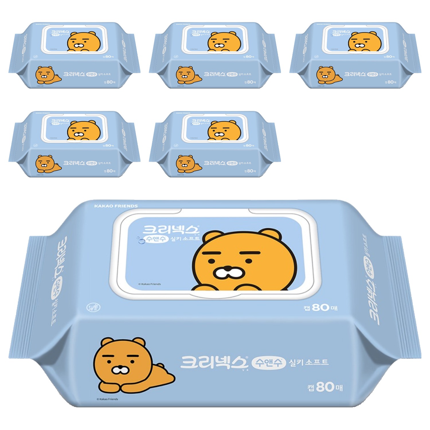 크리넥스 수앤수 카카오 라이언 물티슈 캡형, 6개 10,500원