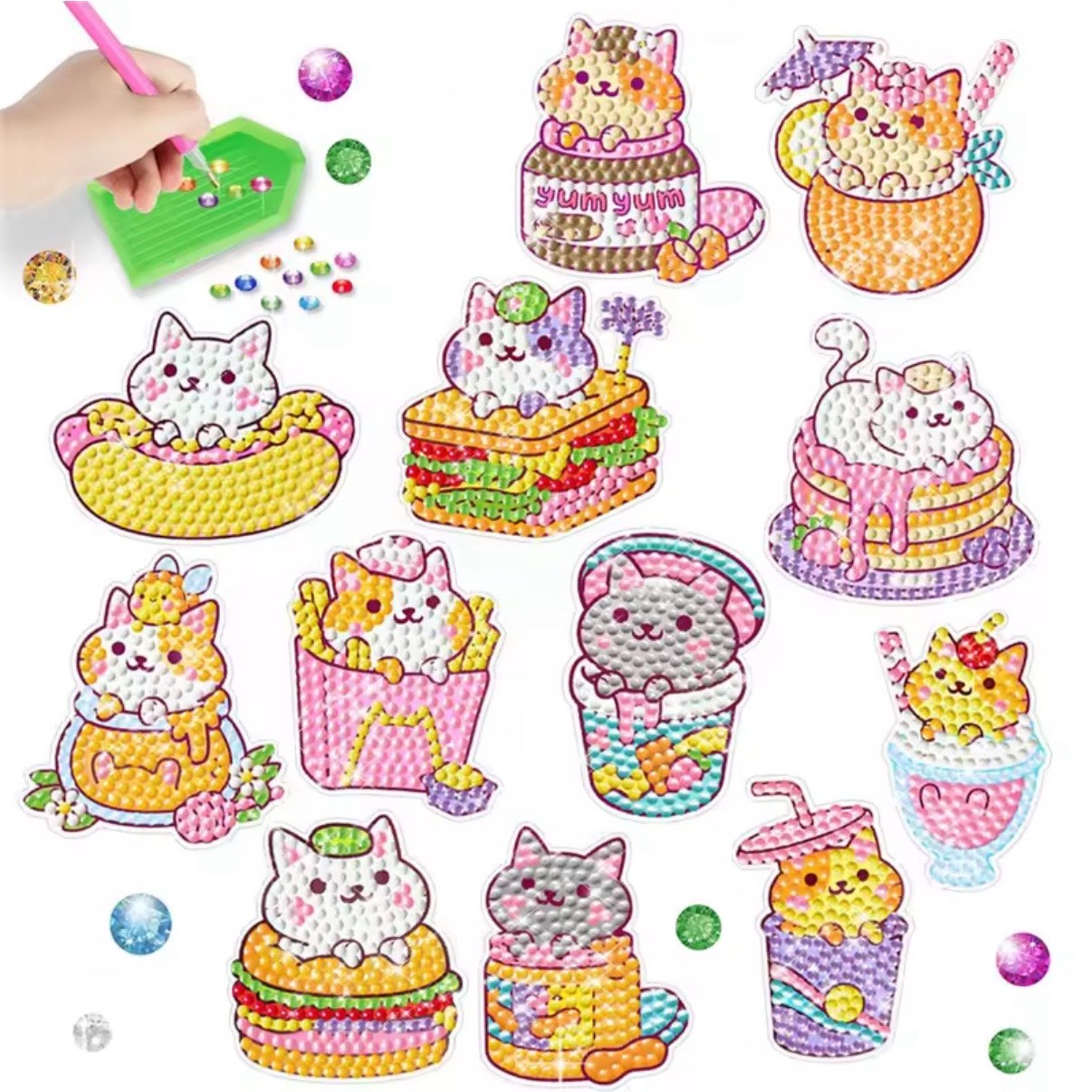 보석십자수 큐빅스티커 DIY 키트 고양이 12종 세트. ver1 8,900원