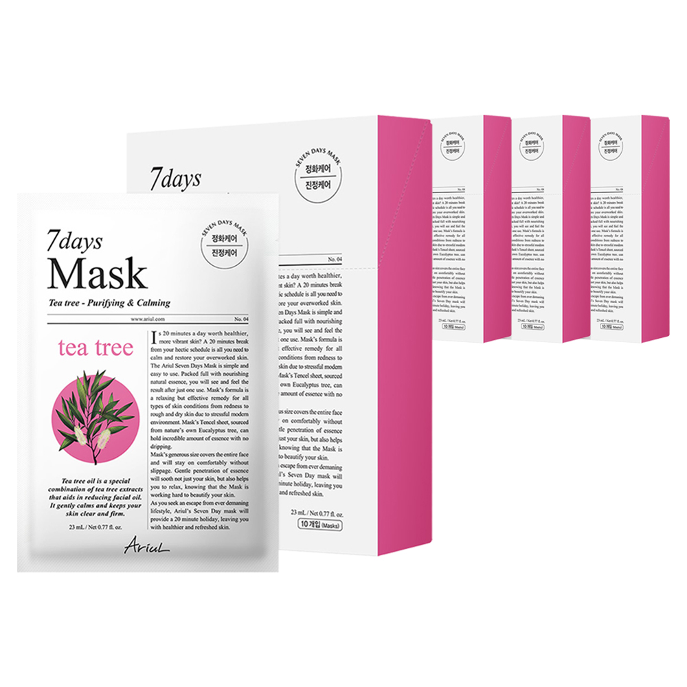 아리얼 세븐데이즈 티트리 M 마스크팩 230ml, 10개입, 4개 45,000원