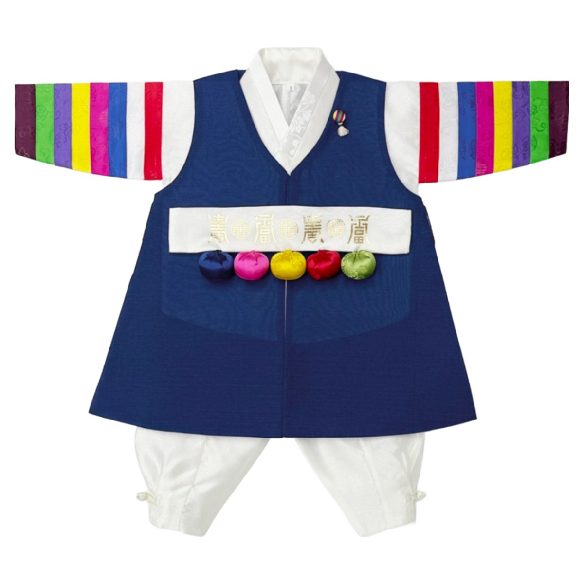 네이비 색동 전복 고급 남아한복 (백일-1호) 어린이 돌잔치 아기 아동한복 77,000원