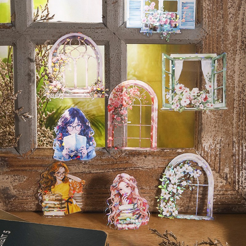 올리브파티 문학소녀 시리즈 감성 빈티지 인물 소녀 다꾸 빅사이즈 스티커 10p 세트, 3개, 블루+그린+핑크 14,900원