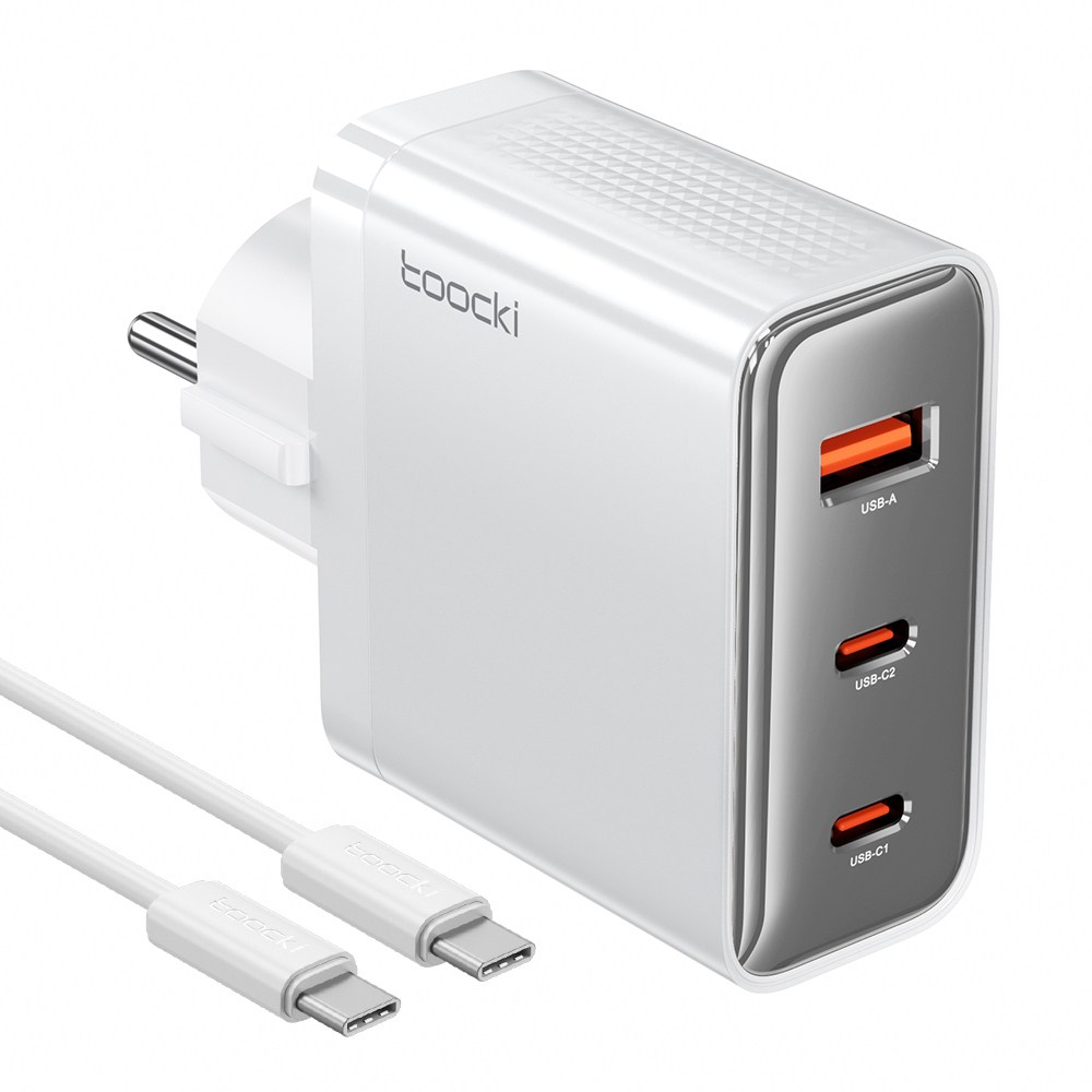 Toocki GaN PD3.0 100W 3포트 접지형 C타입 PPS 초고속 멀티충전기 + C TO C 1M 100W 케이블 세트, 1개, 화이트 57,350원
