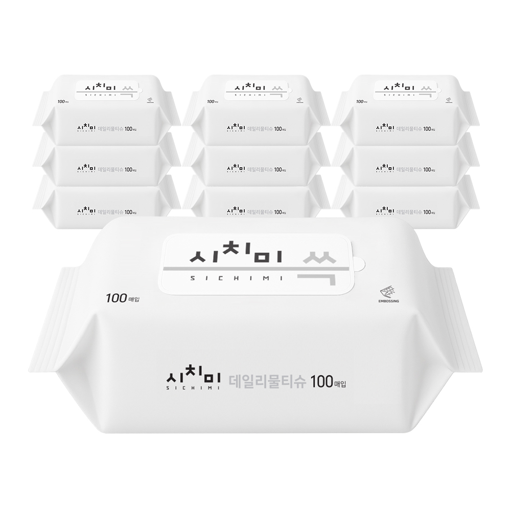 시치미 데일리 물티슈 리필형, 50g, 100매, 10개, 현재가 10,900원