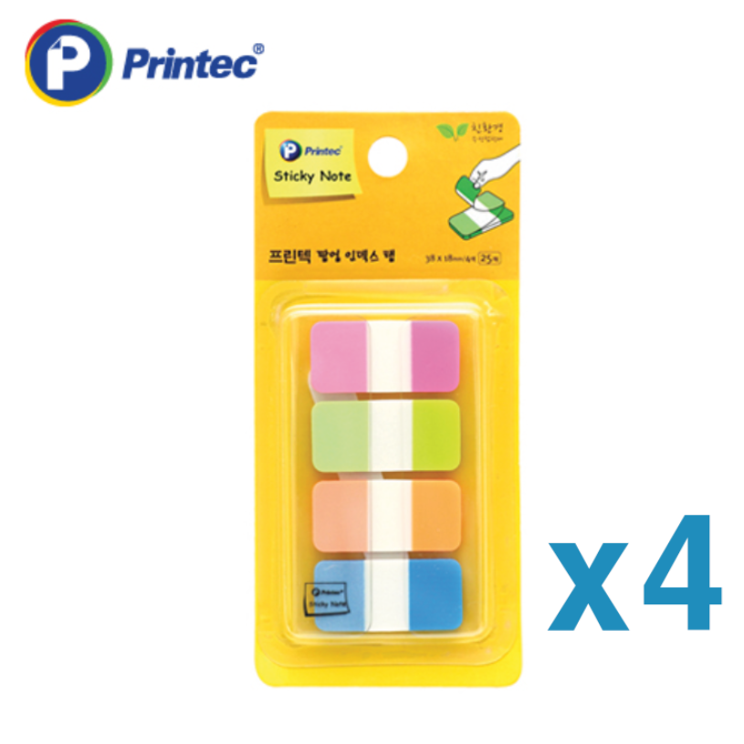 [스튜디오파미] Printec 인덱스탭 형광4색_38x18mm_25매 IT3818-4N, 4개 17,000원