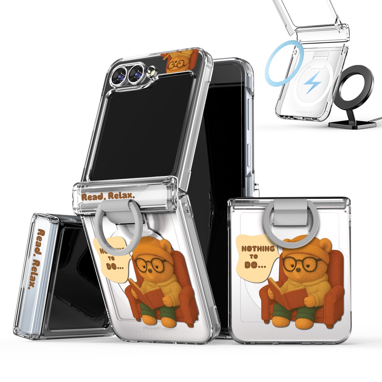 이디즌 갤럭시 Z플립 6 / 플립5 케이스 투명 링 케이스 힌지보호 슬림 디자인 케이스 핑거 링 고리 맥세이프 지원 자석 내장케이스 23,500원