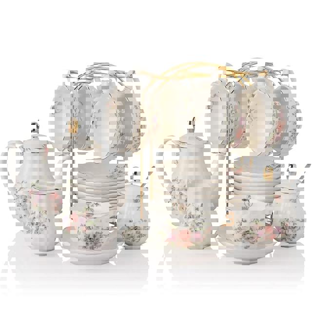 도자기 티 세트/명품 찻잔세트/ 스웨자르 도자기 티 세트, 6인용 영국 (Color-Rose Flower) 186,700원