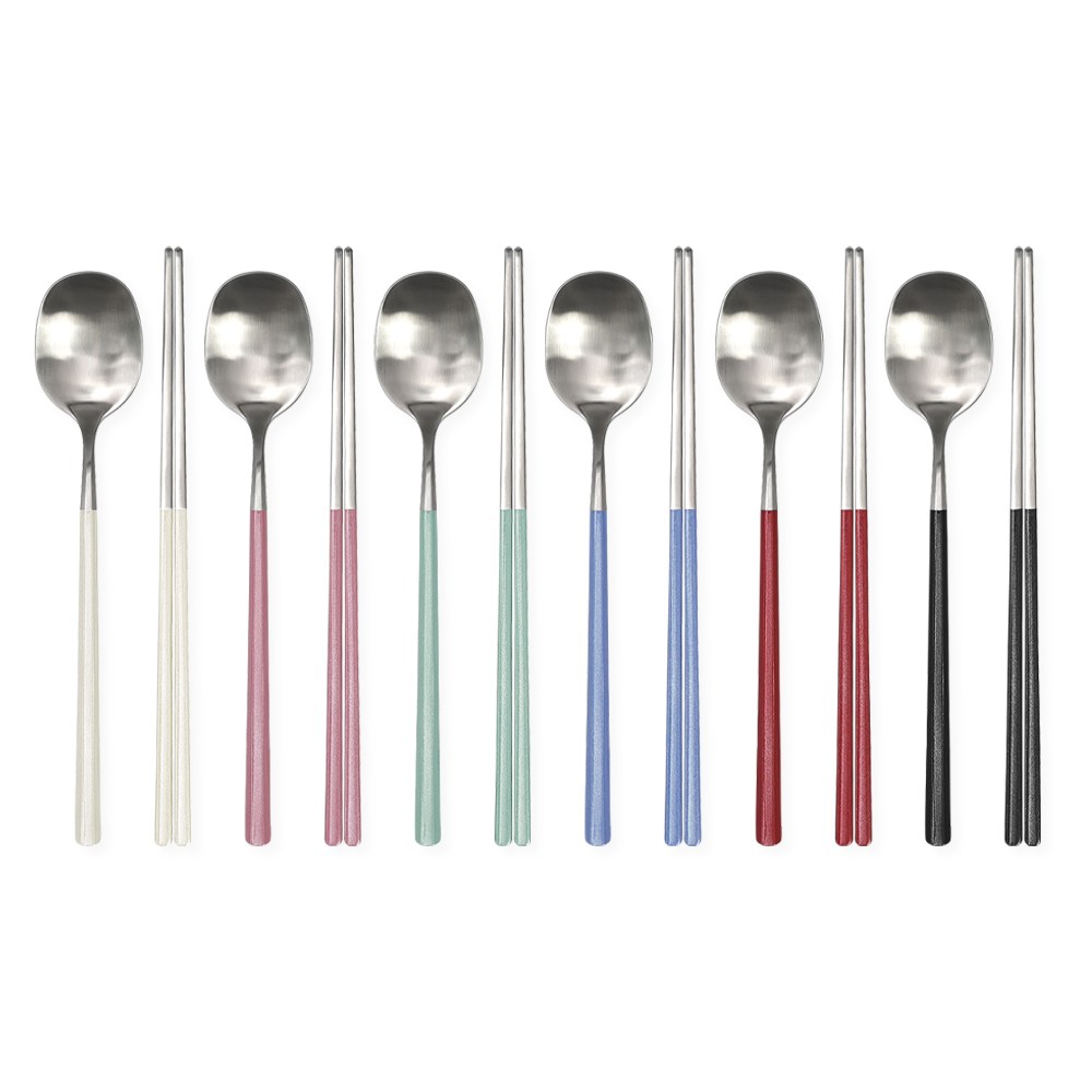 브리앙뜨 펄인러브 수저세트, 6세트, 숟가락+젓가락, 아이보리+핑크펀치+스카이블루+민트+블랙+버건디 42,900원