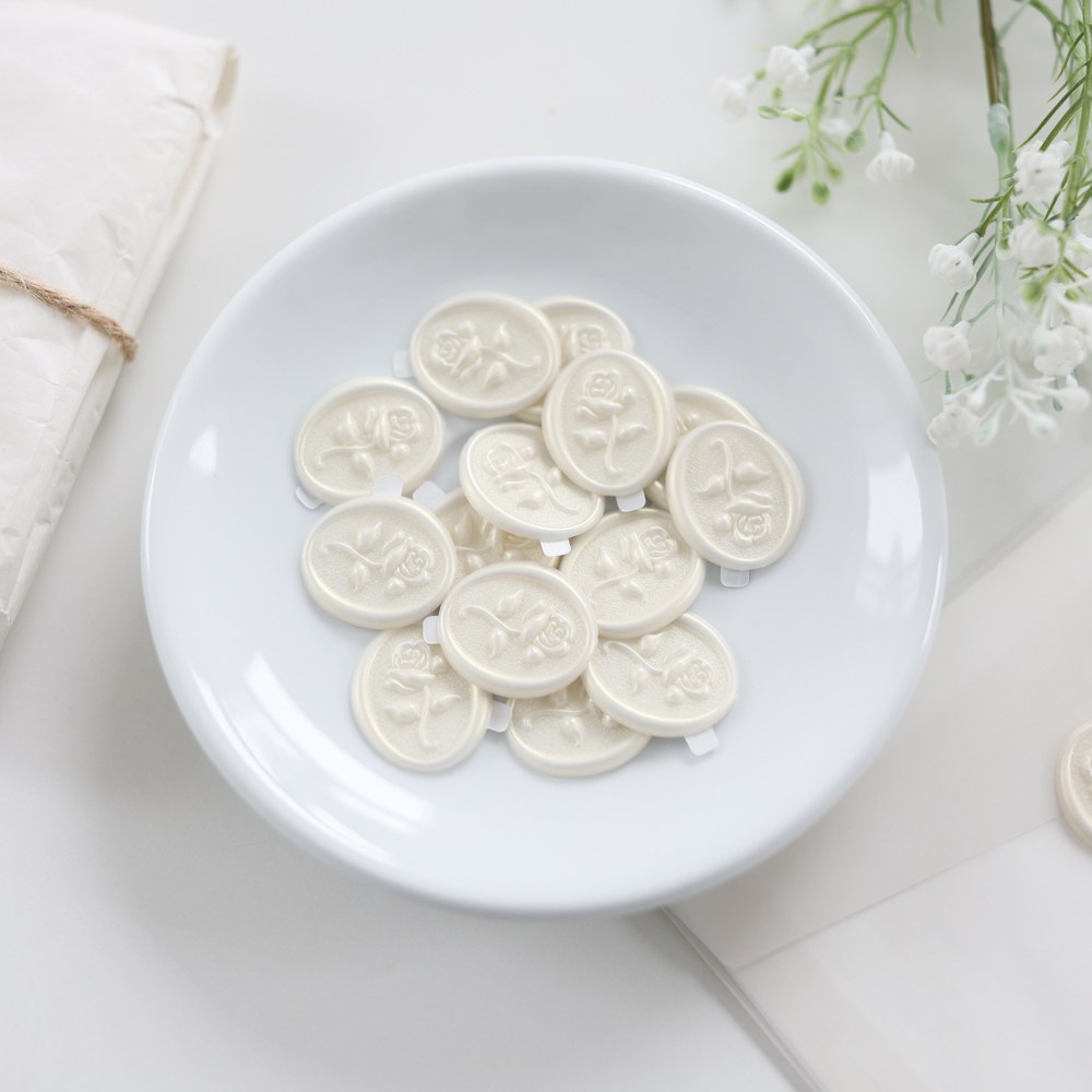 엘블랑꼬 로즈 실링 스티커 청첩장 웨딩 입체 펄스탬프 스티커, 15개, 단일색상 7,700원