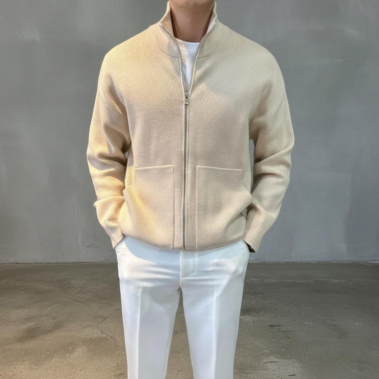 에노브 남자 집업가디건 포켓 니트 골지 하찌 스탠드카라 니트가디건 봄 가을 남성가디건 코튼 간절기 56,350원