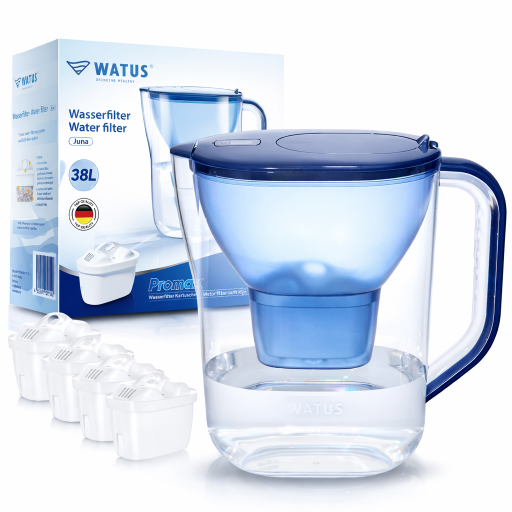 WATUS 물 필터 주전자 3.8L (독일산 필터 카트리지 4개 포함) -브리타 정수 필터에 적합, BRITA Maxtra+ Plus, Maxtra Pro 정수 필터와 호환 가능 28,980원