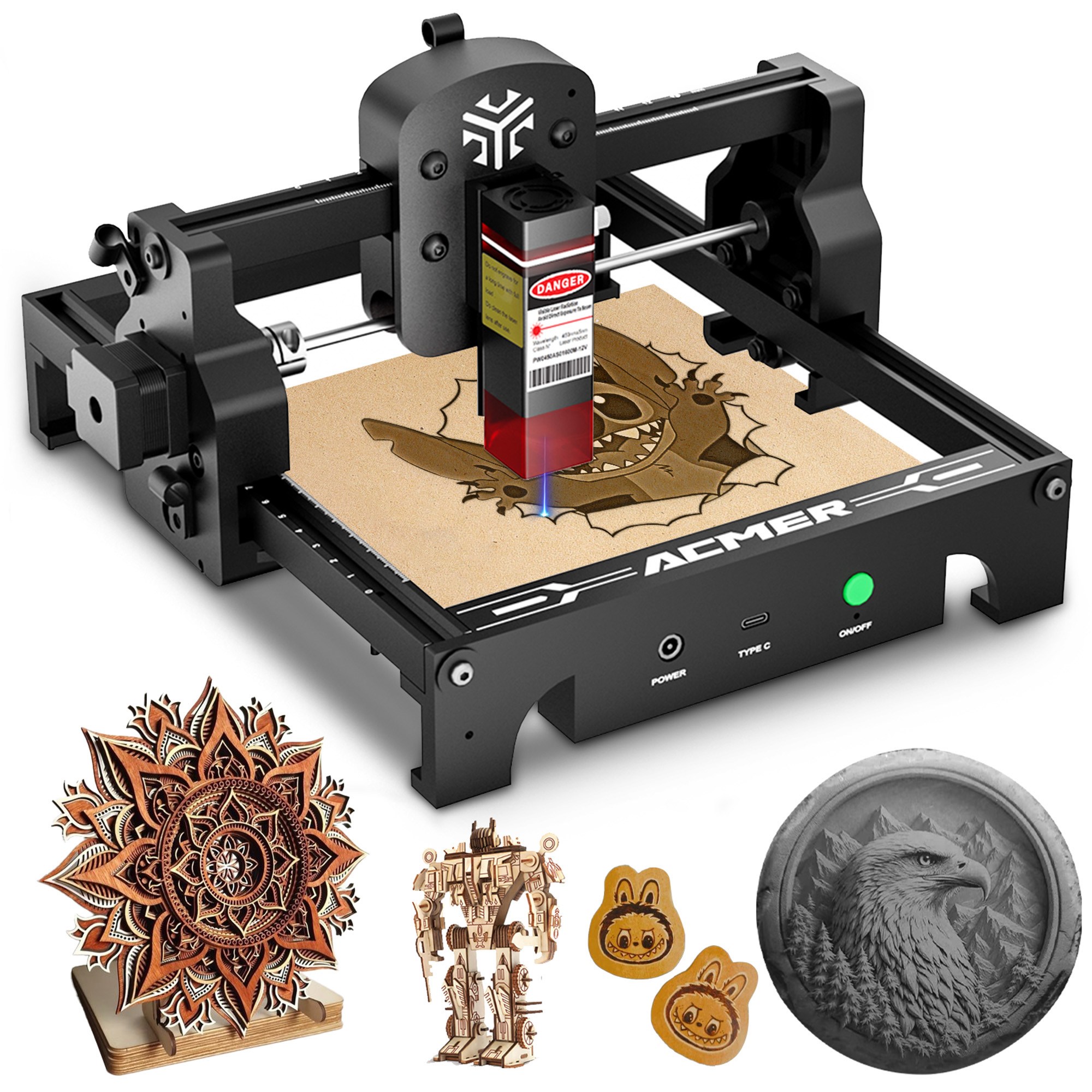 Acmer 소형 휴대용 가정용 금속 목재 레이저 각인기 마킹기 커팅기 가죽 S1, 1개 298,800원