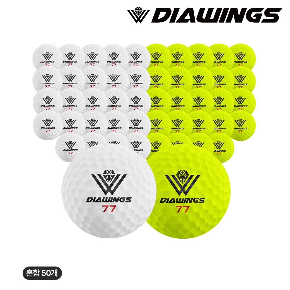 다이아윙스 혼합 골프공 (벌크팩), 1세트, 50개입, M3 옐로우(무광) 25개+M3 화이트(무광) 25개 99,000원