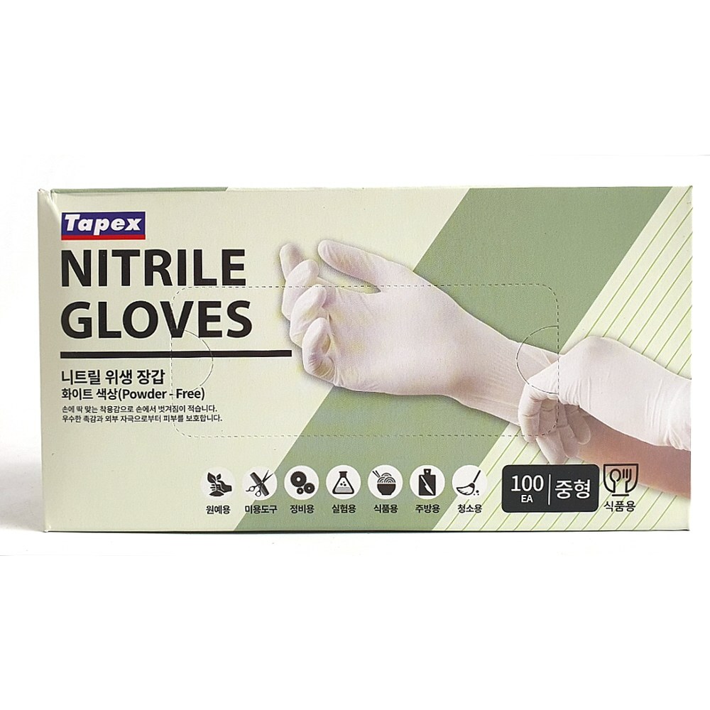 유니랩 니트릴 위생 장갑 100매 (중형 화이트) 6,850원