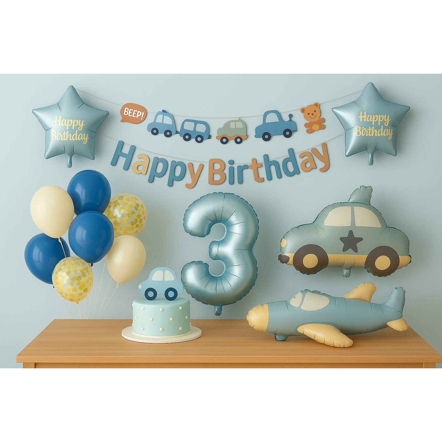 블루 자동차 비행기 파티 풍선세트 16,000원