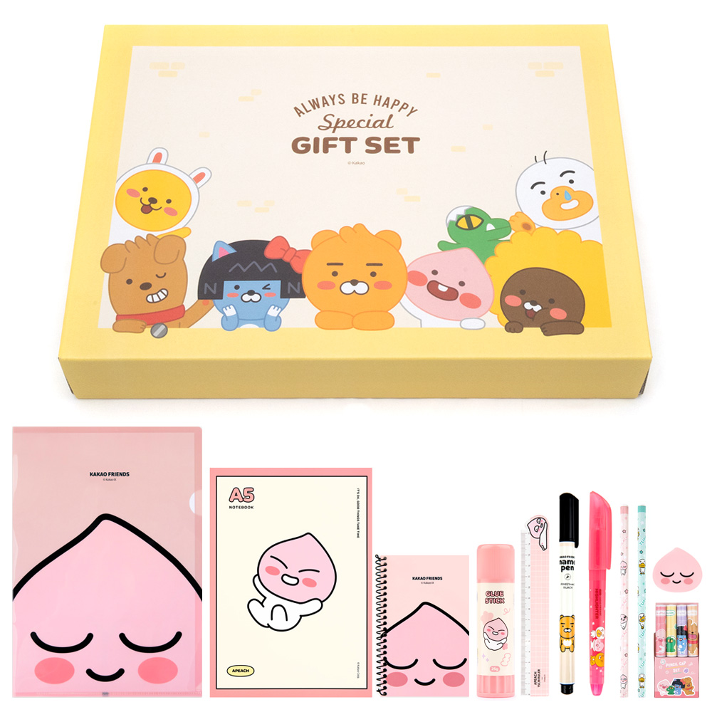 [카카오프렌즈 알찬 문구세트3] 선물세트 문구세트선물 초등학생선물 어린이날선물 구디백 어린이집생일답례품 어린이집선물 문구세트 유치원생일답례품 학용품 웰컴키트 유치원구디백 문구류, 02.어피치세트 9,800원