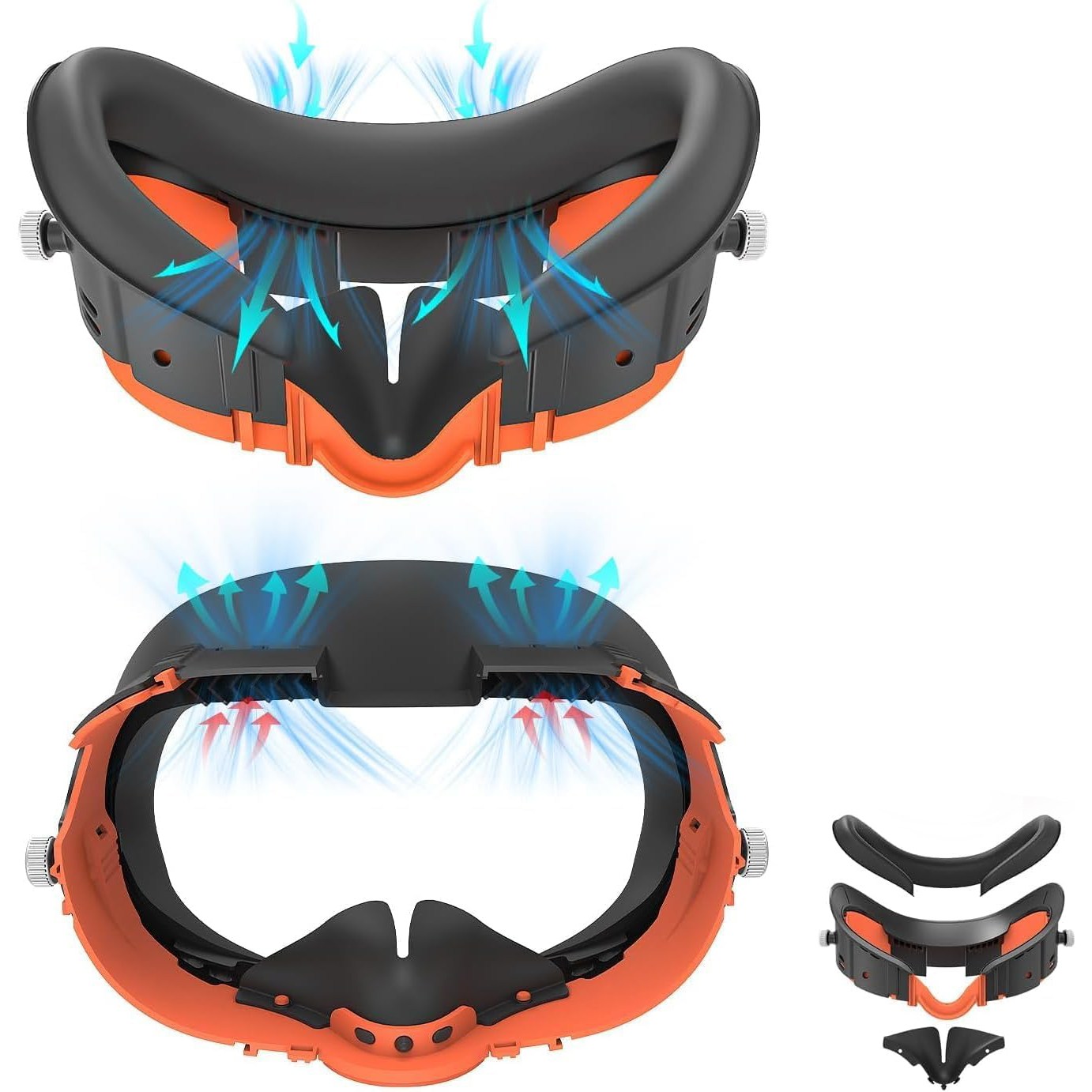 메타 퀘스트 3 VR 3-in-1 업그레이드 얼굴 마스크 PU 가죽 패드 인터페이스 브라켓 쿠션, 3단계 높이 조절 기능, 빛 차단 기능을 갖춘 얼굴 커버 및 VR 액세서리, 1개, 오렌지, 단일 상품 48,200원