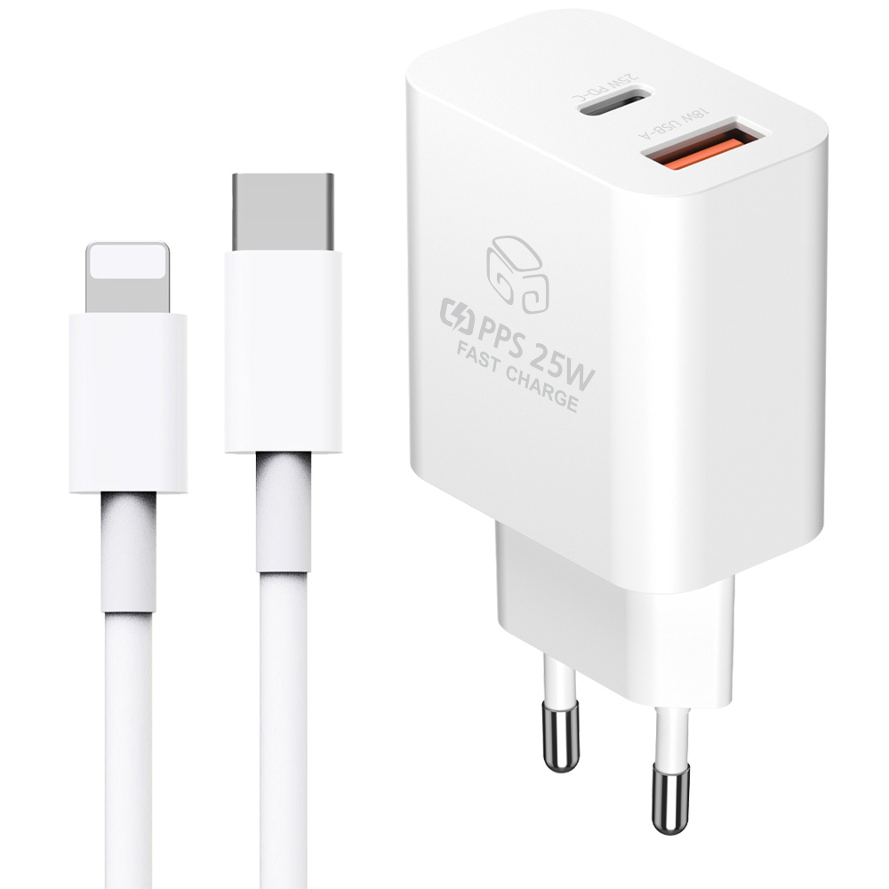 디지지 PD 25W PPS 2포트 초고속 충전기 + C타입 to 8핀 고속 케이블 2m 세트, 현재가 13,950원