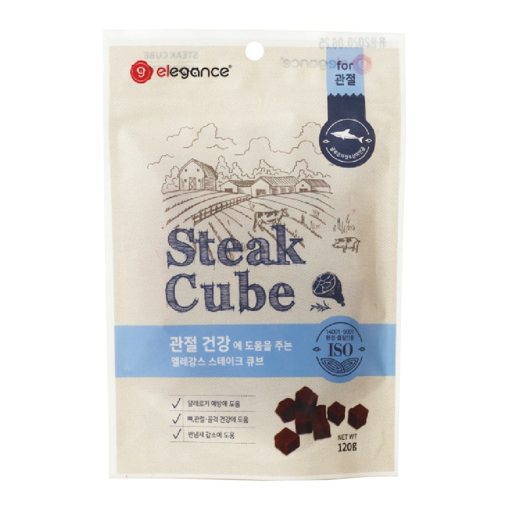 엘레강스펫 강아지 저알러지 가수분해 간식 스테이크 큐브 트릿 관절 건강, 120g, 10개, 관절건강 70,000원