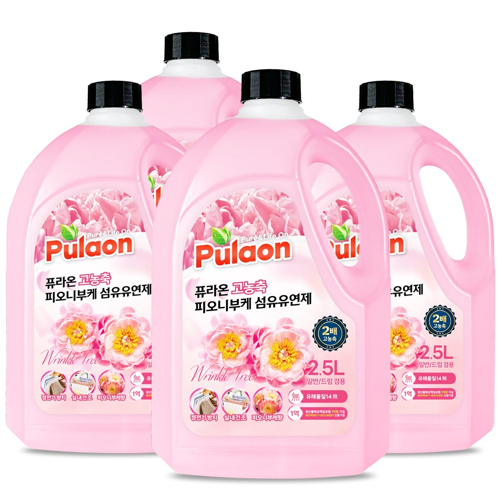 퓨라온 고농축 피오니부케 섬유유연제 2.5L, 4개, 2500ml 16,770원