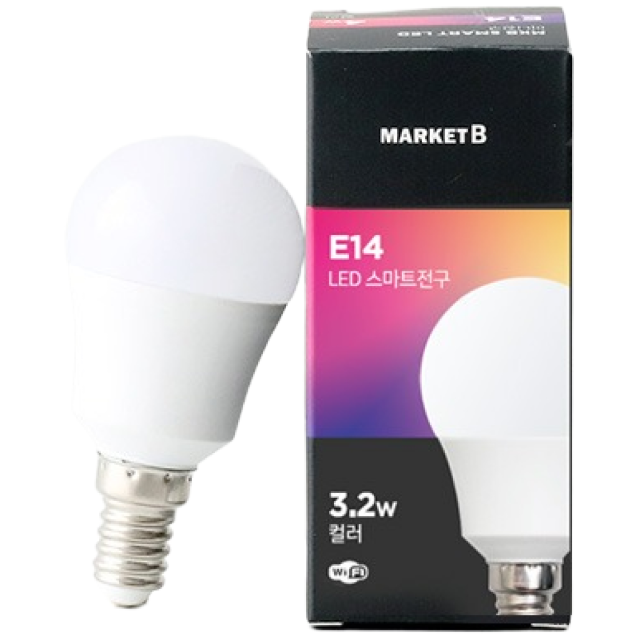 마켓비 E14 LED 스마트전구 3.2W 컬러 1732.8520 당일발송 33717, 1개 19,900원