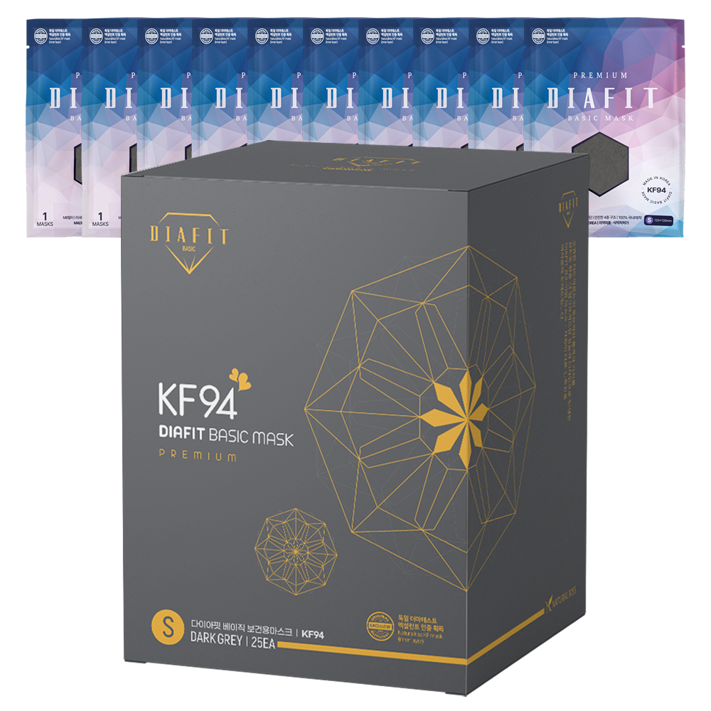 내추럴키스 다이아핏 KF94 국내생산 새부리형 개별포장 소형, 다크그레이, 50개, 1개입 17,900원