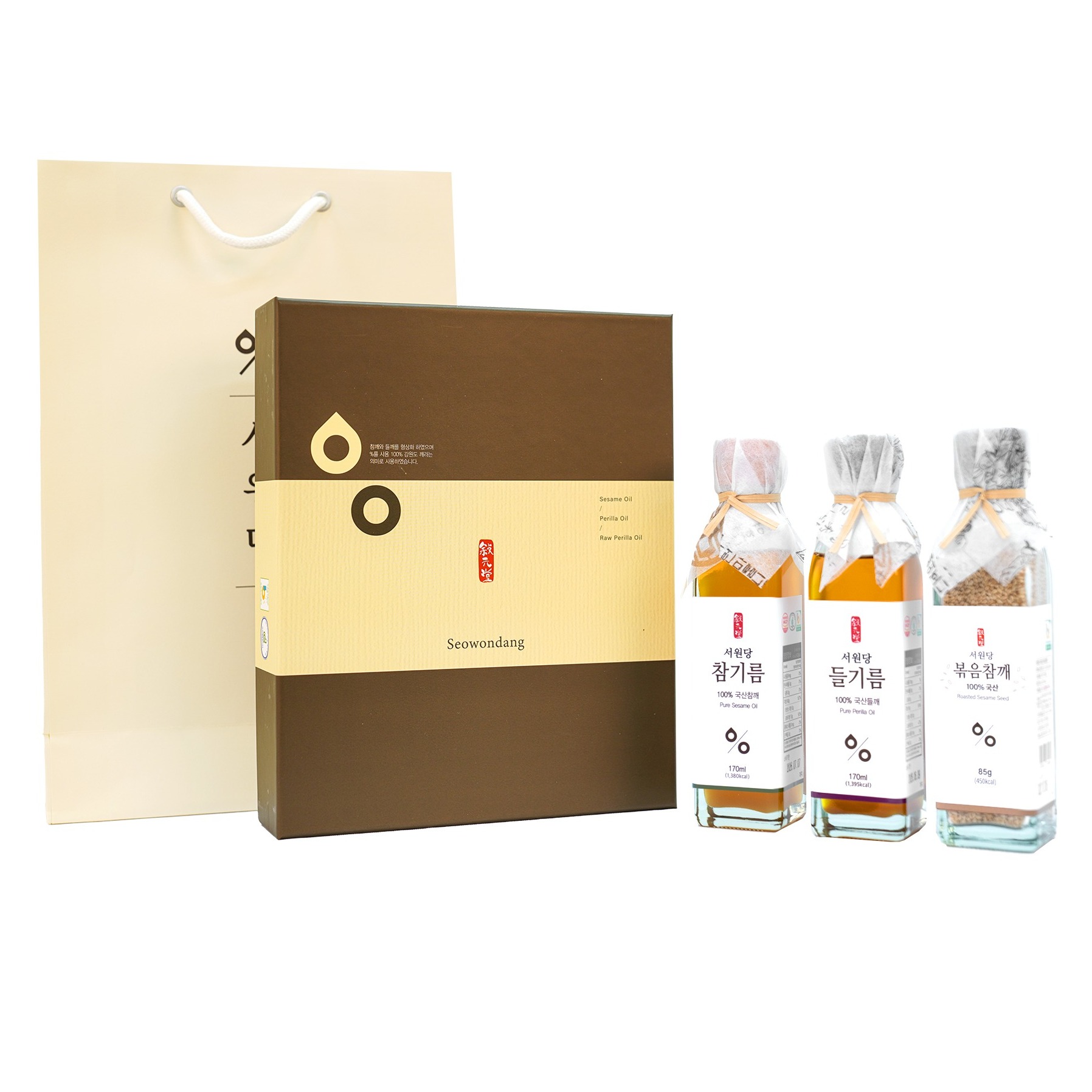 서원당 참기름 들기름 볶음참깨 담 1호 선물세트 + 쇼핑백, 1세트 58,500원