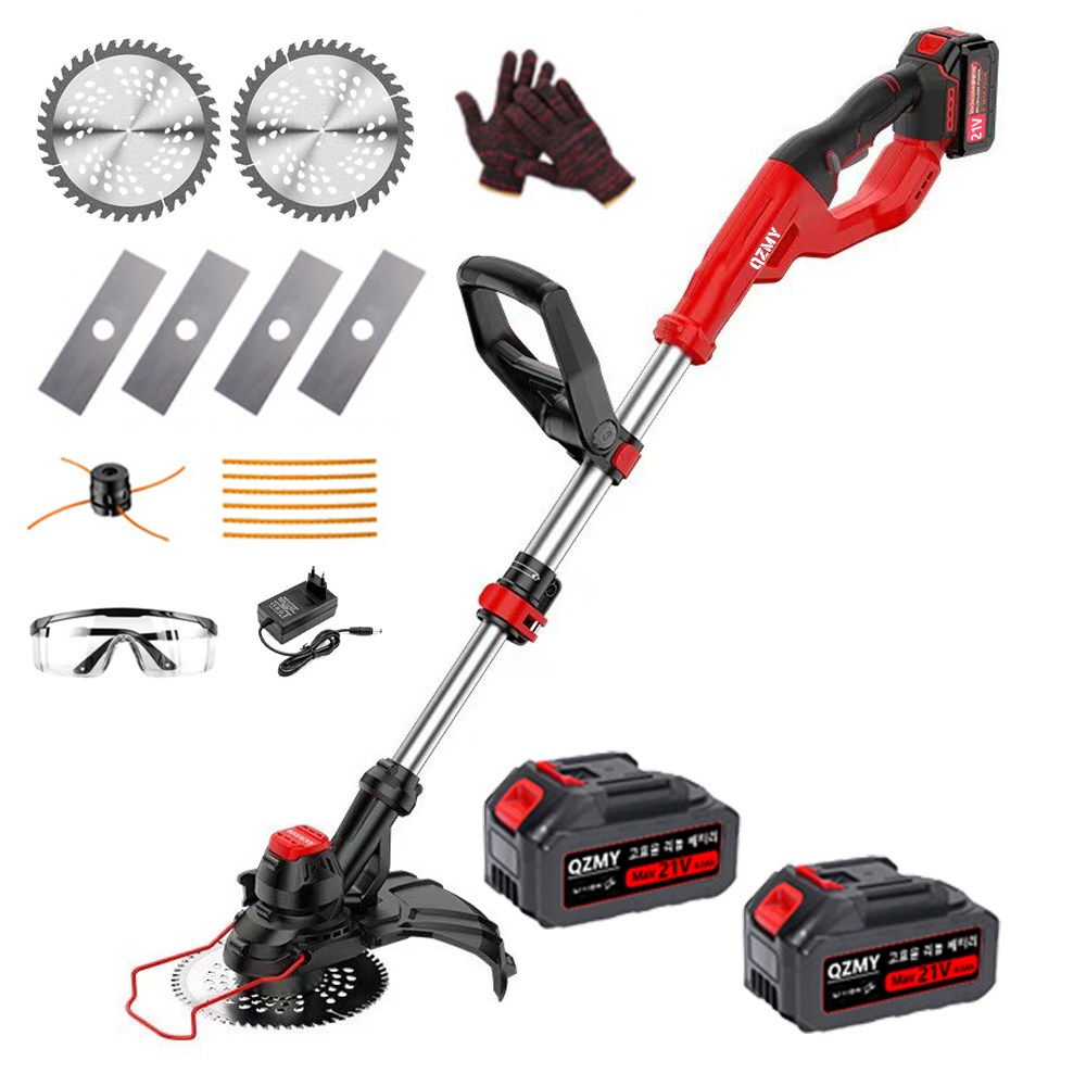 QZMY 독일 21V 무선 충전식 예초기 전동 제초기 잔디깎기 브러쉬리스 모터 핸드 잔디깍는기계 미니 소형 휴대용 4000mah배터리 총2개 풀세트, 1세트 189,000원