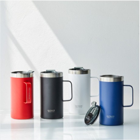 오슬로 손잡이 뚜껑 텀블러 스텐 머그컵 아웃백 600미리 캠핑 등산 차 물컵 커피잔, 블루, 1개 19,500원