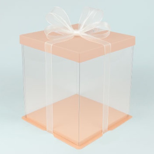 천운패키지 2단 투명 케익박스 1호 + 하판 + 리본 세트, 핑크, 랜덤발송(리본), 1세트 4,700원