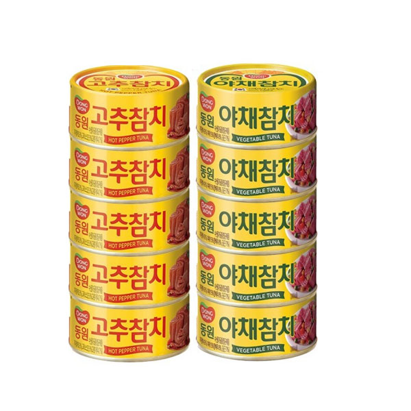 동원 고추참치 90g 5개 + 야채참치 90g 5개 21,000원