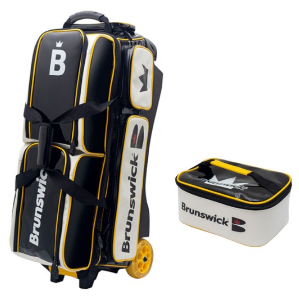 브런스윅 3볼 에나멜 롤러백 볼링가방 볼링백 쓰리볼 (악세사리 파우치 포함), 블랙/화이트/옐로우 190,000원