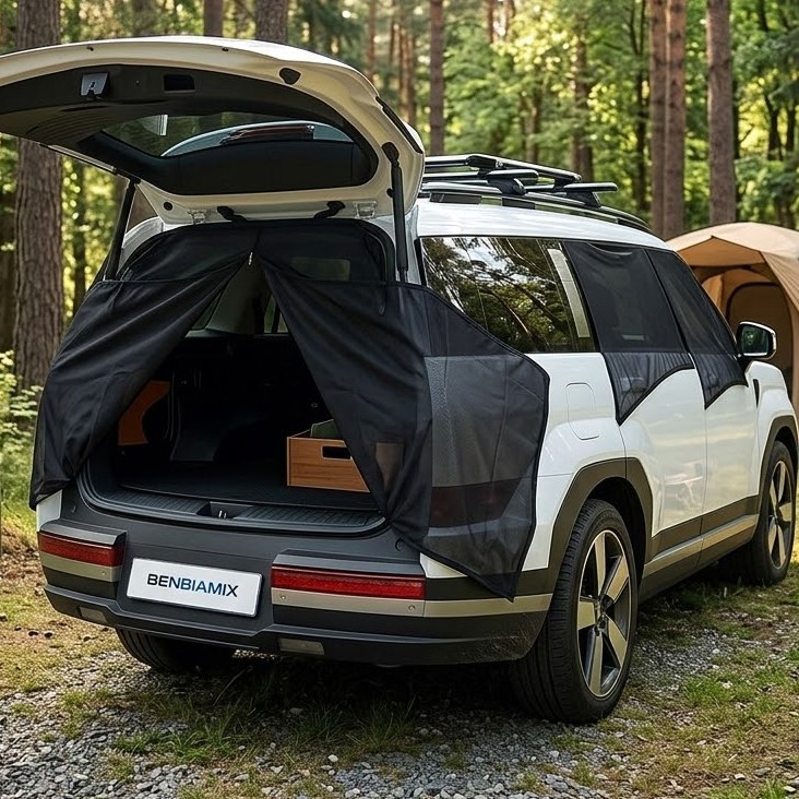 싼타페MX5 차박 모기장 세트 앞문 뒷문 트렁크 3종 캠핑 차크닉 햇빛가리개 사생활보호 그늘막 커튼 00362, 1세트, 1. 사이드미러 타공형 3종세트 39,500원