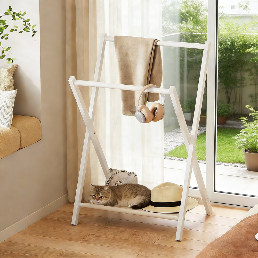 CABICO X자형 미니 행거 2단 접이식 행거 호텔 행거 휴대용 스탠드 행거 애완용, 화이트 25,800원